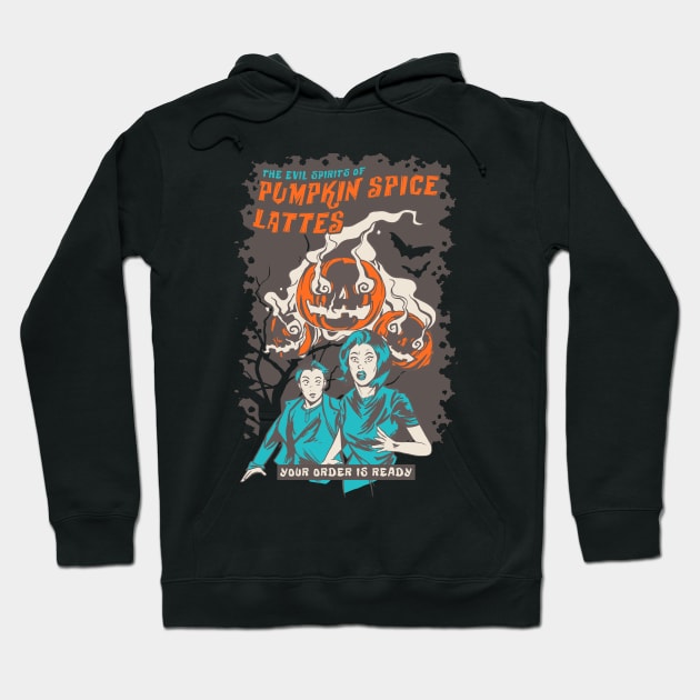 The Evil Spirits of Pumpkin Spice Lattes - Halloween Jack O' Lantern Hoodie by M n' Emz Studio